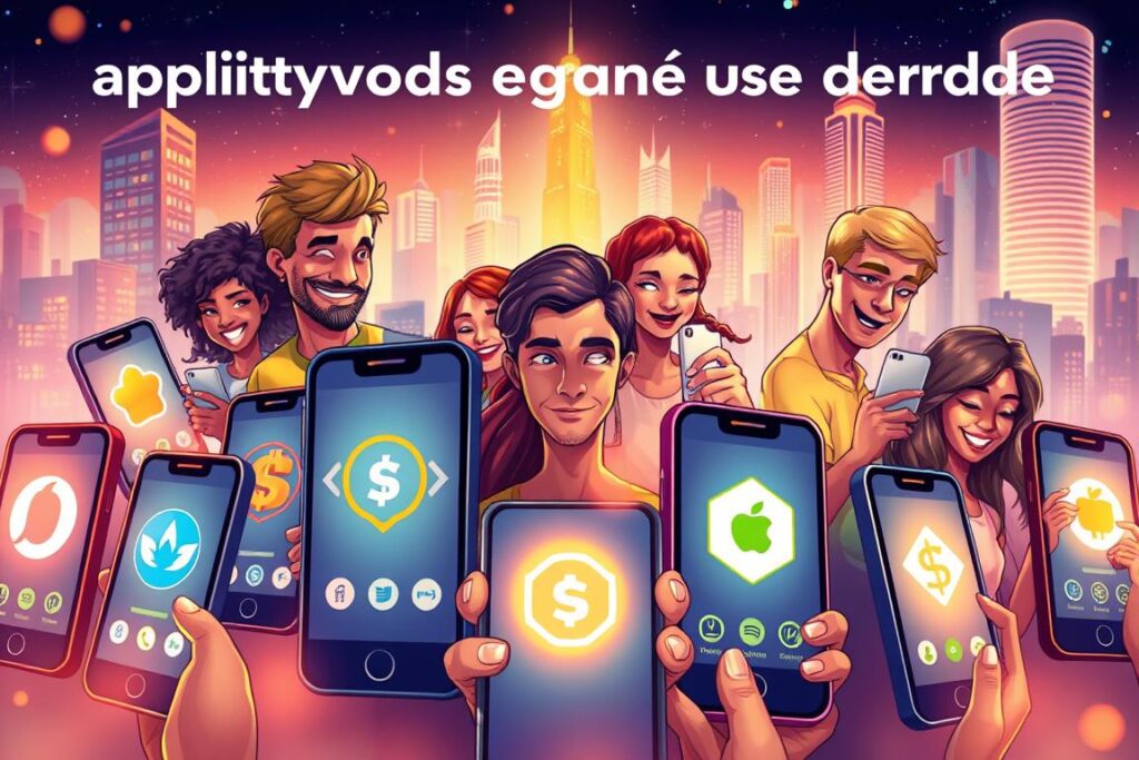 A vibrant and dynamic illustration showcasing a variety of mobile apps that offer genuine monetary rewards. The foreground features several smartphone screens displaying the logos and interfaces of popular reward-based applications, each with a glowing aura to emphasize their legitimacy. The middle ground depicts a diverse group of people interacting with the apps, their expressions conveying the satisfaction and excitement of earning real income. The background is a futuristic cityscape, hinting at the potential for these apps to empower financial independence in the modern digital landscape. The lighting is warm and inviting, creating a sense of prosperity and opportunity. The overall composition and attention to detail capture the essence of "aplicativos que pagam de verdade" in a visually compelling and aspirational manner. A vibrant and dynamic illustration showcasing a variety of mobile apps that offer genuine monetary rewards. The foreground features several smartphone screens displaying the logos and interfaces of popular reward-based applications, each with a glowing aura to emphasize their legitimacy. The middle ground depicts a diverse group of people interacting with the apps, their expressions conveying the satisfaction and excitement of earning real income. The background is a futuristic cityscape, hinting at the potential for these apps to empower financial independence in the modern digital landscape. The lighting is warm and inviting, creating a sense of prosperity and opportunity. The overall composition and attention to detail capture the essence of "aplicativos que pagam de verdade" in a visually compelling and aspirational manner.