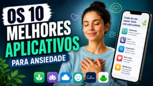 Os 10 melhores aplicativos para ansiedade para Android e iPhone em imagem ilustrativa de bem-estar mental.