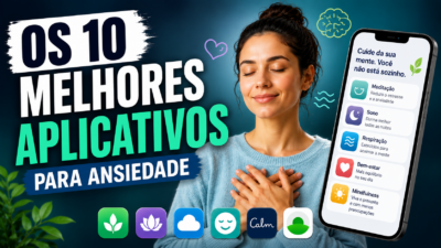 Os 10 melhores aplicativos para ansiedade para Android e iPhone em imagem ilustrativa de bem-estar mental.