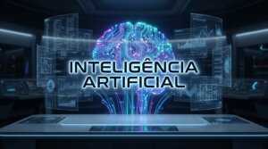 Banner da categoria Inteligência Artificial com elementos de rede neural, circuitos digitais e tecnologia futurista representando inovação e IA.