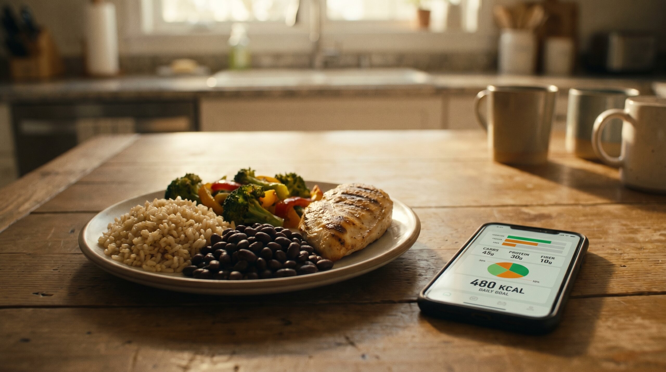 alimentação saudável para diabéticos com app de contagem de carboidratos no celular