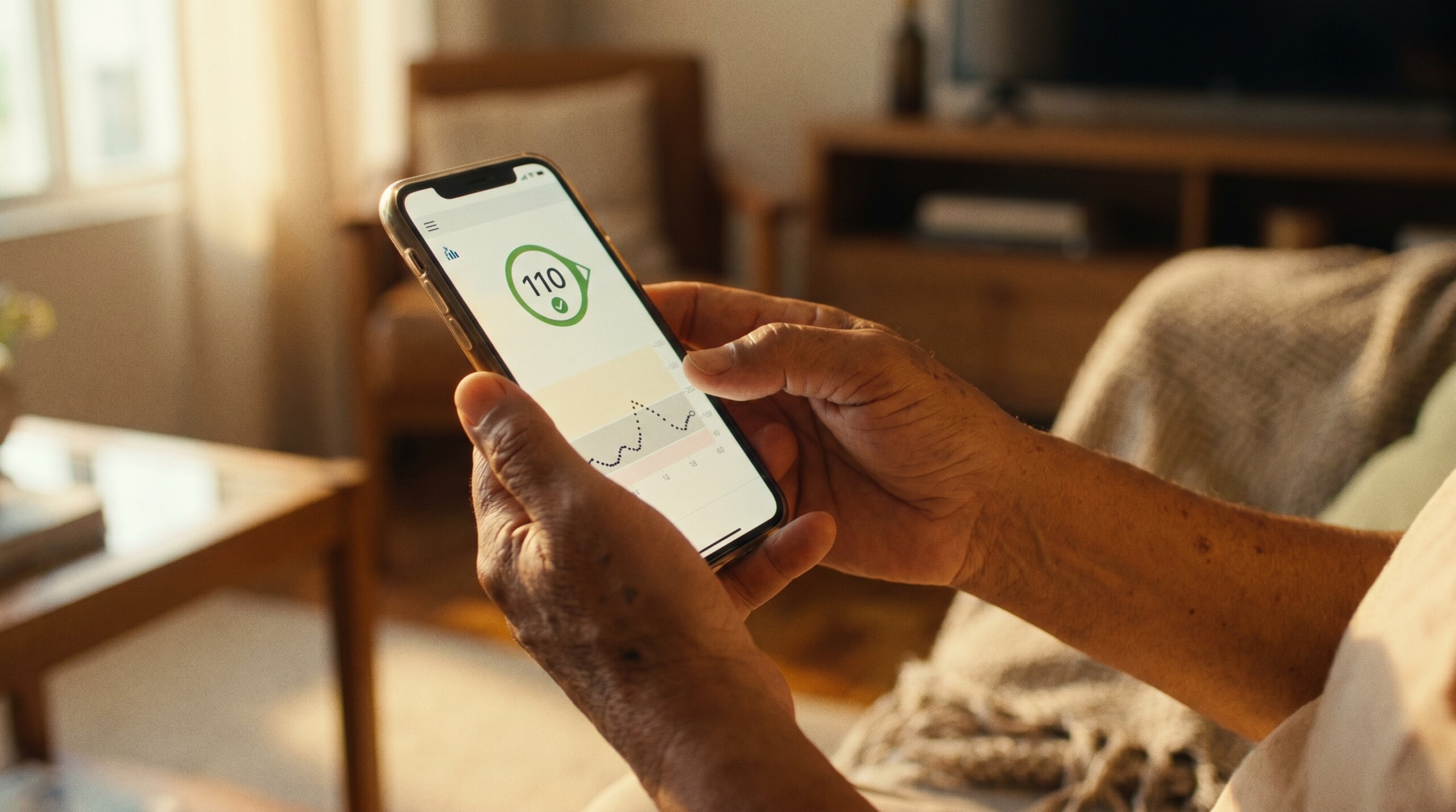 aplicativo para diabéticos no celular mostrando leitura de glicemia 2026