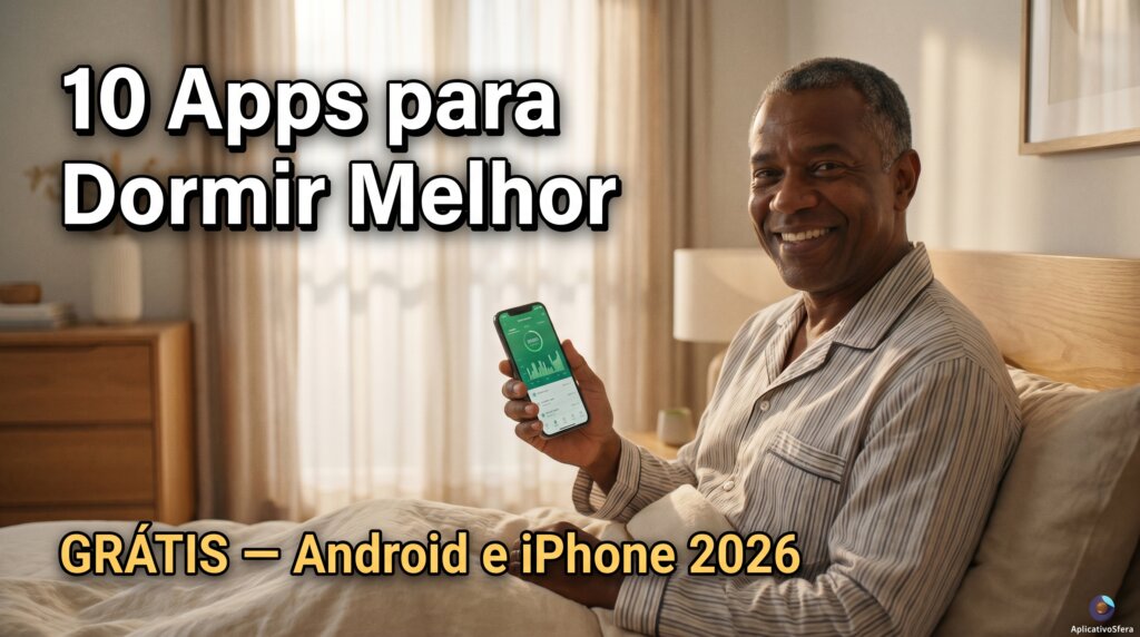 homem acordando bem descansado com app de monitoramento de sono grátis 2026