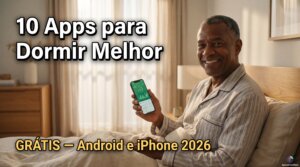 homem acordando bem descansado com app de monitoramento de sono grátis 2026