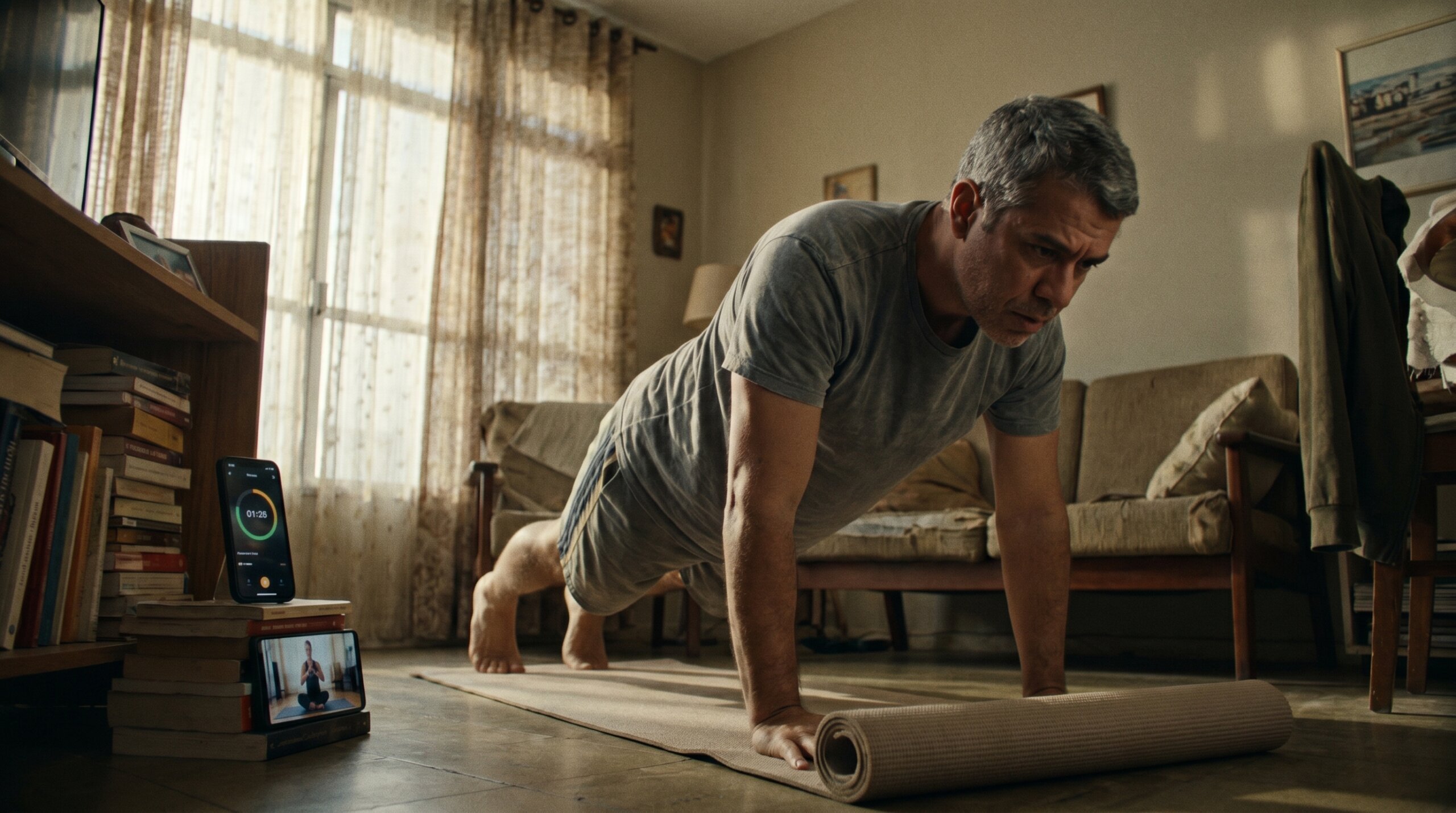 homem treinando em casa com app de exercício para emagrecer Android - aplicativos para emagrecer grátis