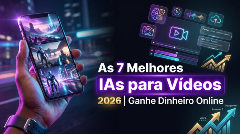 As 7 Melhores IAs para Criar Vídeos em 2026: Guia Completo para Ganhar Dinheiro Online